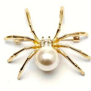 🌺 🌺 🌺Halloween  Spider Brooch Gold/White Color